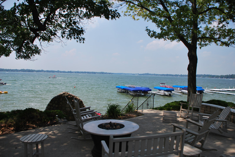 Large Outdoor Grill Area Overlooking Lake Wawasee